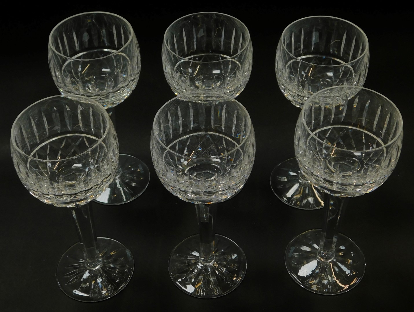 A set of six Waterford crystal Tramore pattern wine glasses, each stamped, 19cm high. - Image 2 of 3