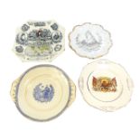 A group of commemorative wares, to include a Queen Victoria 1887 Jubilee plate, manufactured for