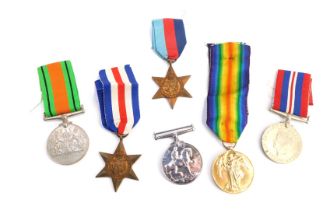 Two WWI and WWII medals, comprising the George V 14-18 medal, and the Great War for Civilisation