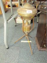 A 20thC Arts & Crafts brass spirit kettle, on stand.
