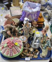 Ceramics and effects, comprising Capodimonte style figure groups, Wade Whimsy figures, commemorative