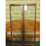 Two oak glazed display cabinet doors, 149cm high, 44.5cm wide, 3.5cm deep.