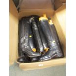A group of hunting boots, and lady's boots, in various sizes. (1 box)