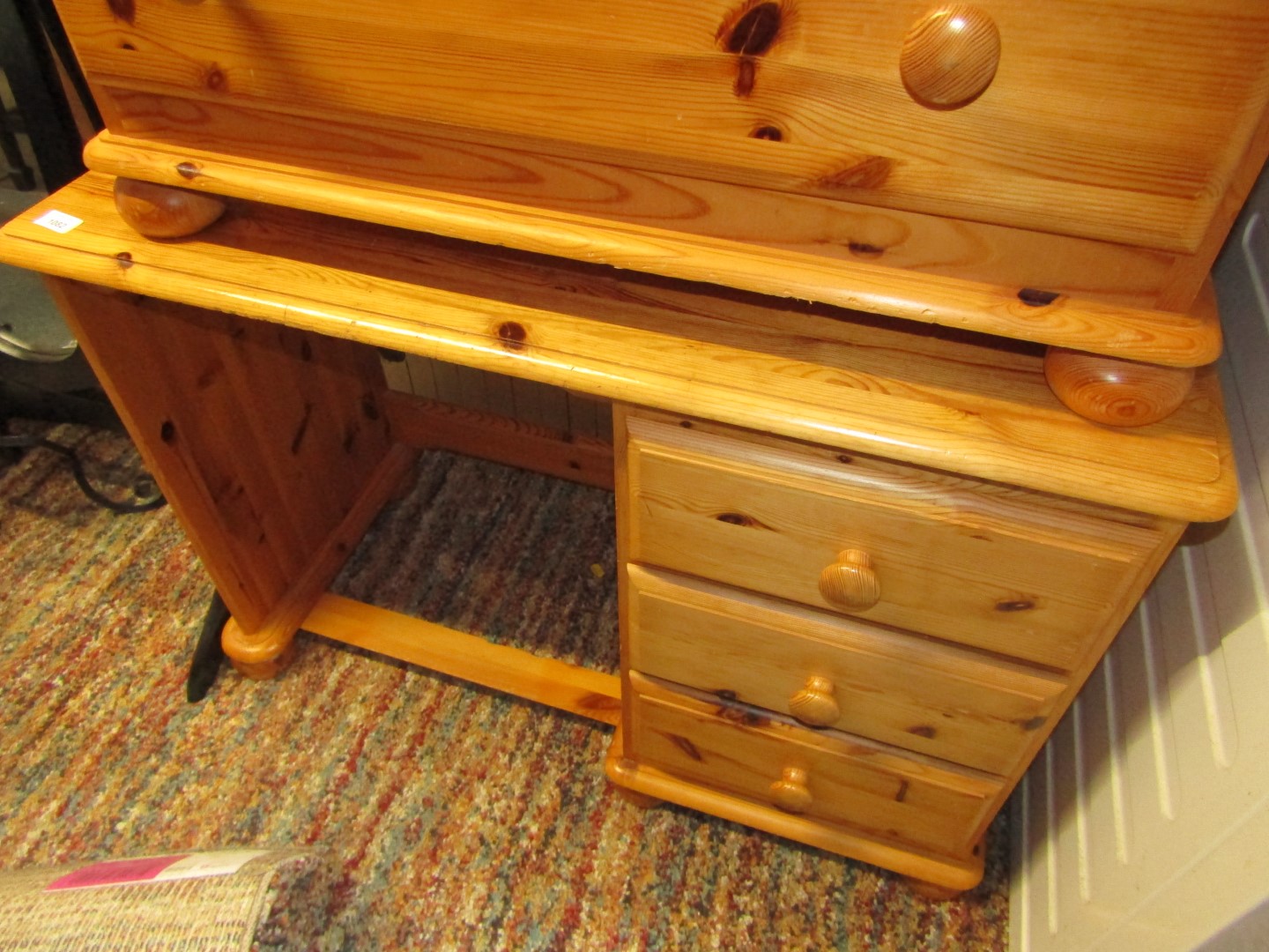 A pine chest of two short and four long drawers, pine dressing table with three drawers, and a - Image 2 of 2