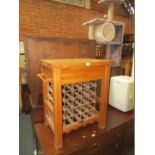 A beech kitchen island, and a wine bottle rack. (2)