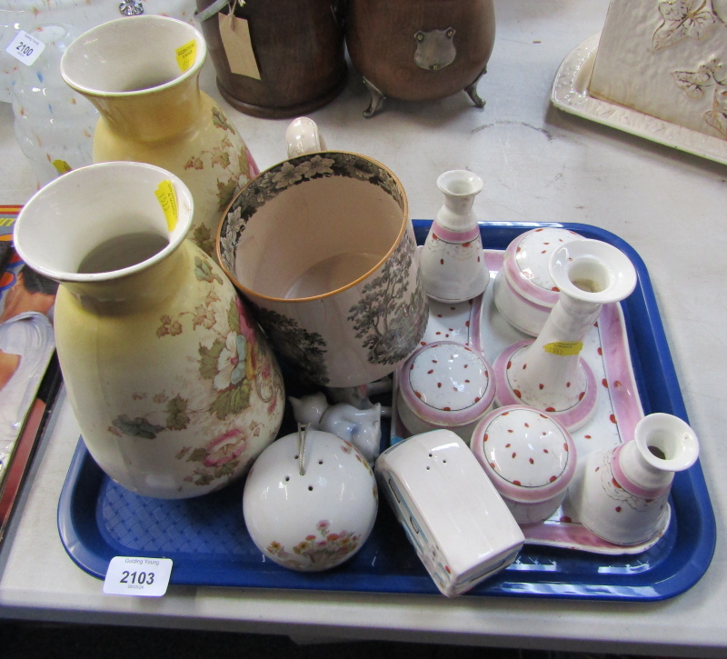 China and effects, to include a 19thC transfer printed mug, two Cries of London Adams Ware cups