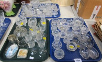 Glassware, including dwarf candle stands, salt dishes, etc. (3 trays)