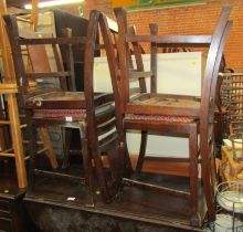 A set of four mahogany dining chairs, each with upholstered drop in seats.¦The upholstery in this