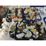 Various duck ornaments, figure groups, etc. (3 trays and loose)