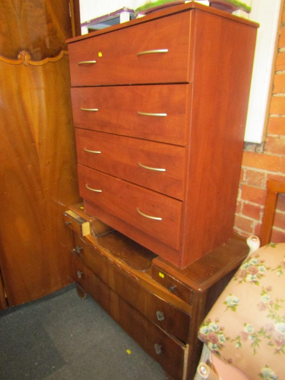 Assorted bedroom furniture, comprising a 1950s walnut single wardrobe and dressing table, a modern - Image 3 of 4
