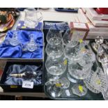 Assorted glassware, comprising a pair of Royal Doulton crystal dwarf candlesticks, a Royal Doulton