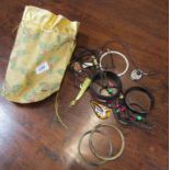 Modern finish glass necklaces, bangles, etc. (1 bag)
