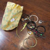 Modern finish glass necklaces, bangles, etc. (1 bag)