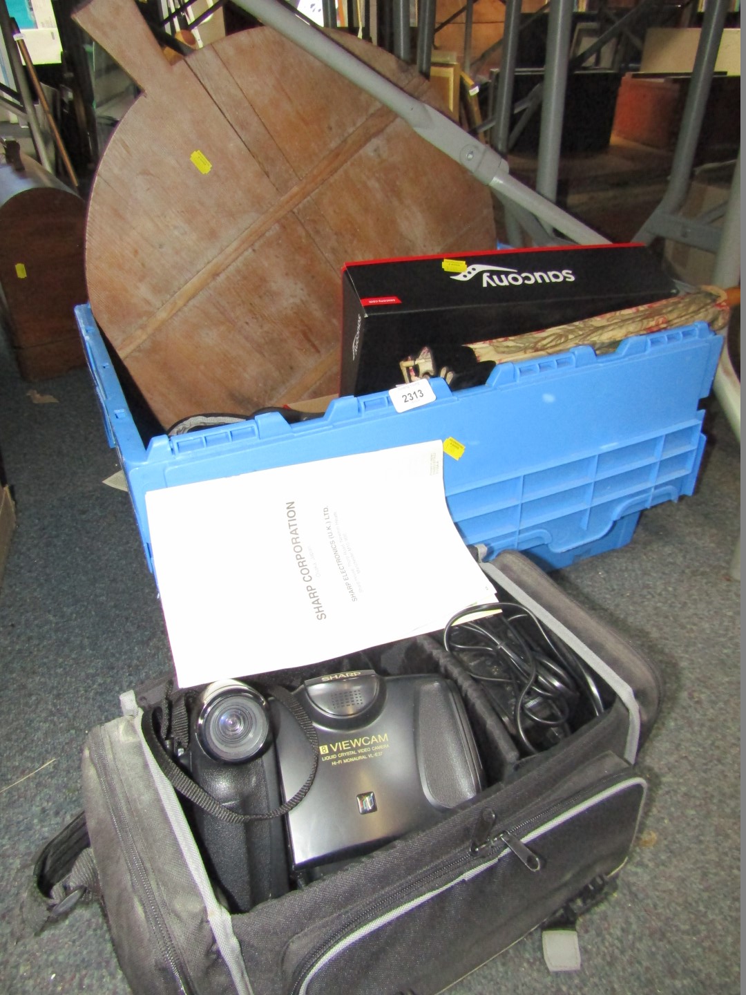 Assorted household wares, comprising Sharp camcorder, camera bag and contents of Nikon Digital camer