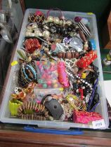 Assorted costume jewellery, comprising modern beaded necklaces, bracelets, etc. (1 box)