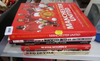 A group of Manchester United related books, comprising Hamlin Illustrated History of Manchester