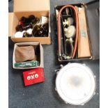 Household wares, comprising drinking glasses, OXO tin, travel case, drum, etc. (a quantity)