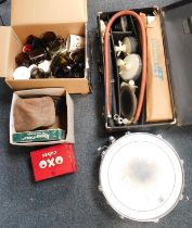 Household wares, comprising drinking glasses, OXO tin, travel case, drum, etc. (a quantity)