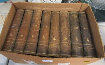 Eight volumes of Harmsworth Encyclopaedia.