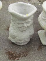 A reconstituted stone large Toby jug garden planter, 42cm high.
