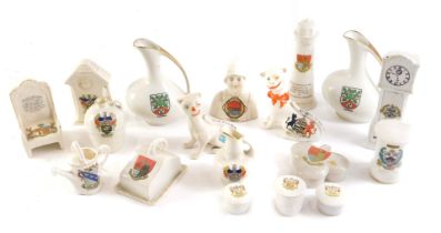 A quantity of crested china, to include a lighthouse, life boatman, cats, etc.