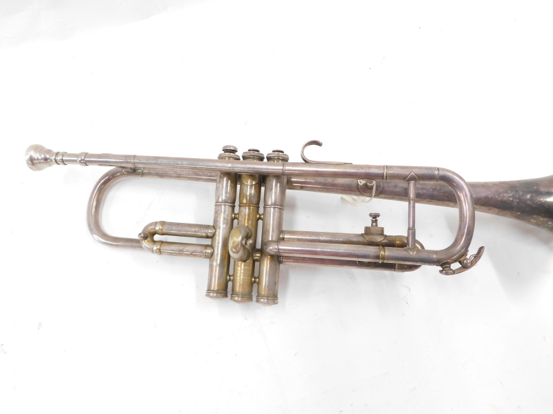 A Hawkes & Son Piccadilly empire trumpet, serial number 100020, case AF. - Image 2 of 3