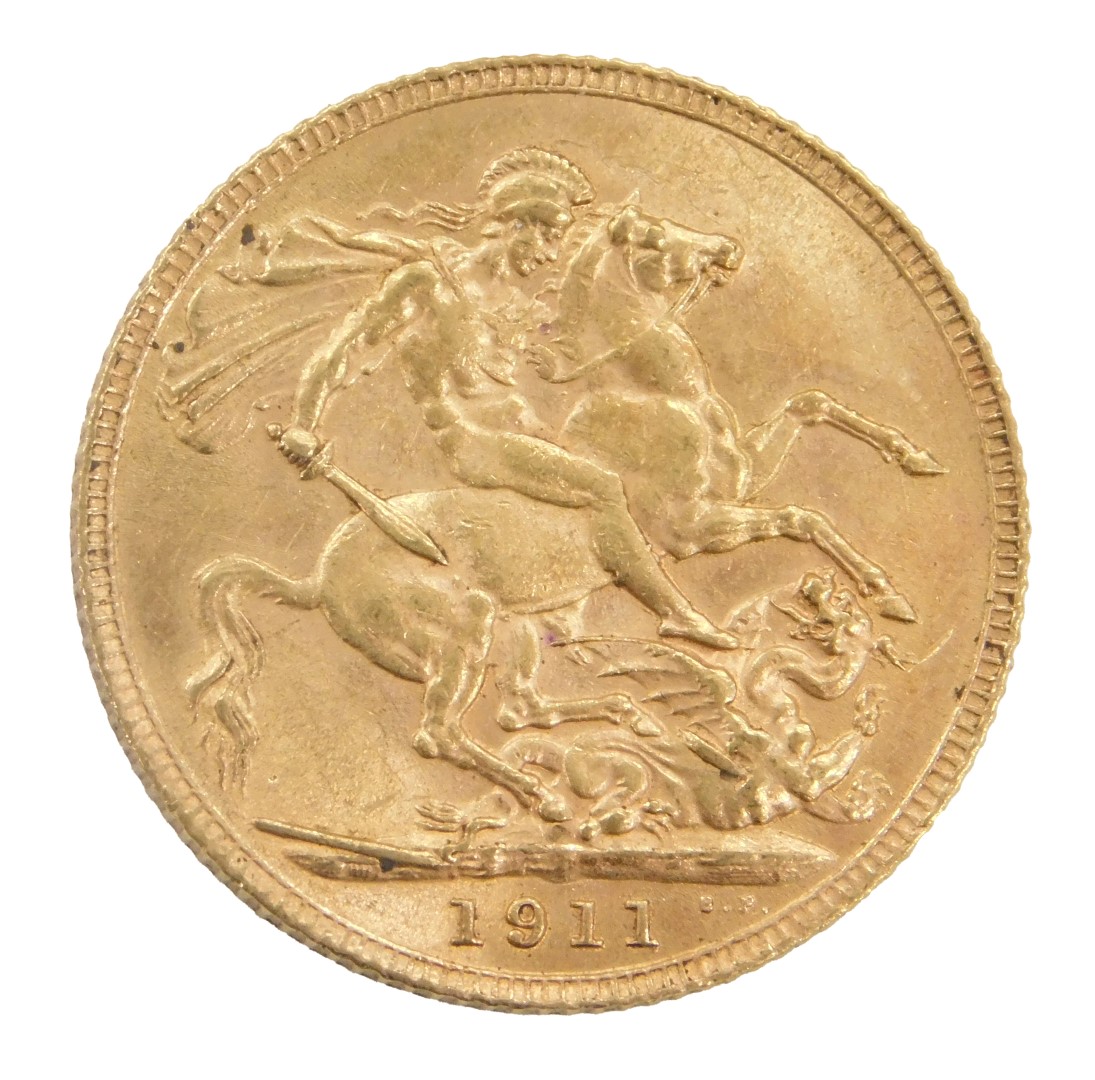 A George V full gold sovereign, dated 1911.