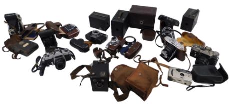 A quantity of cameras, to include Canon, Kodak box cameras, etc.