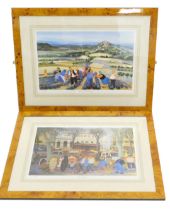 After MM Loxton. Lavender Pickers Aurd and Arles Market, artist signed limited edition coloured prin