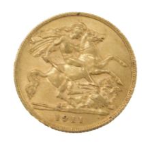 A George V half gold sovereign, dated 1911.