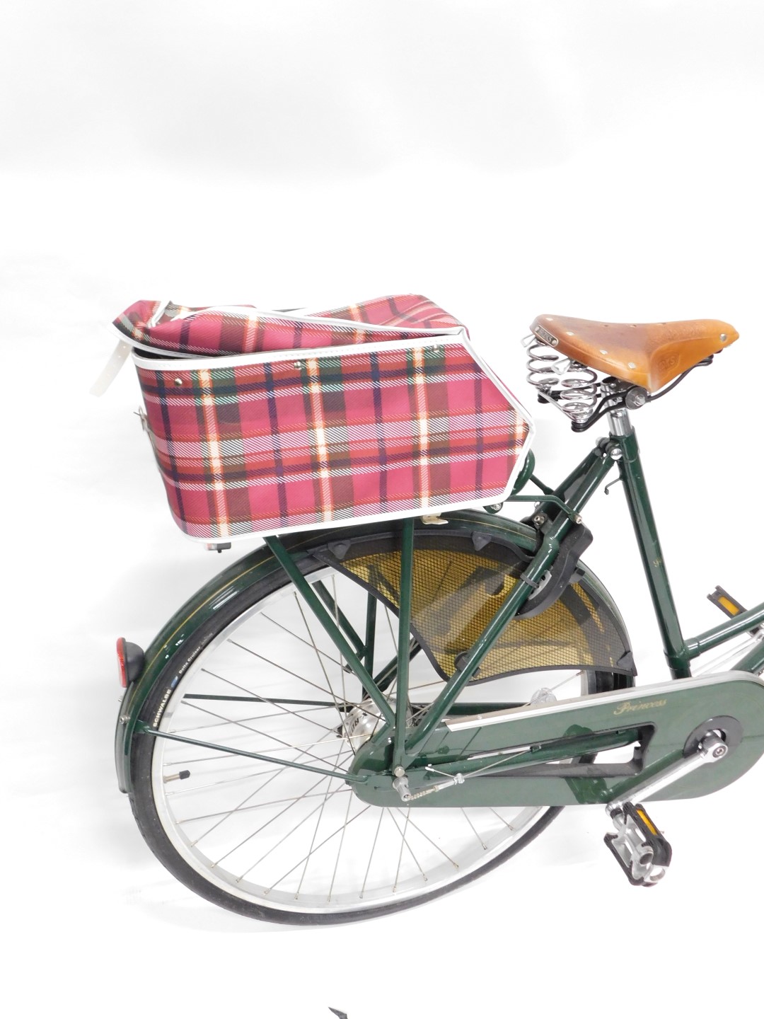 A Pashley British racing green ladies bicycle, with brook sadle and a chequered box to rear. - Image 4 of 5
