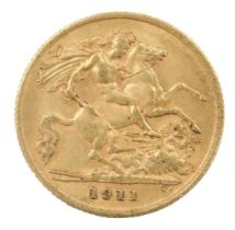 A George V half gold sovereign, dated 1911.