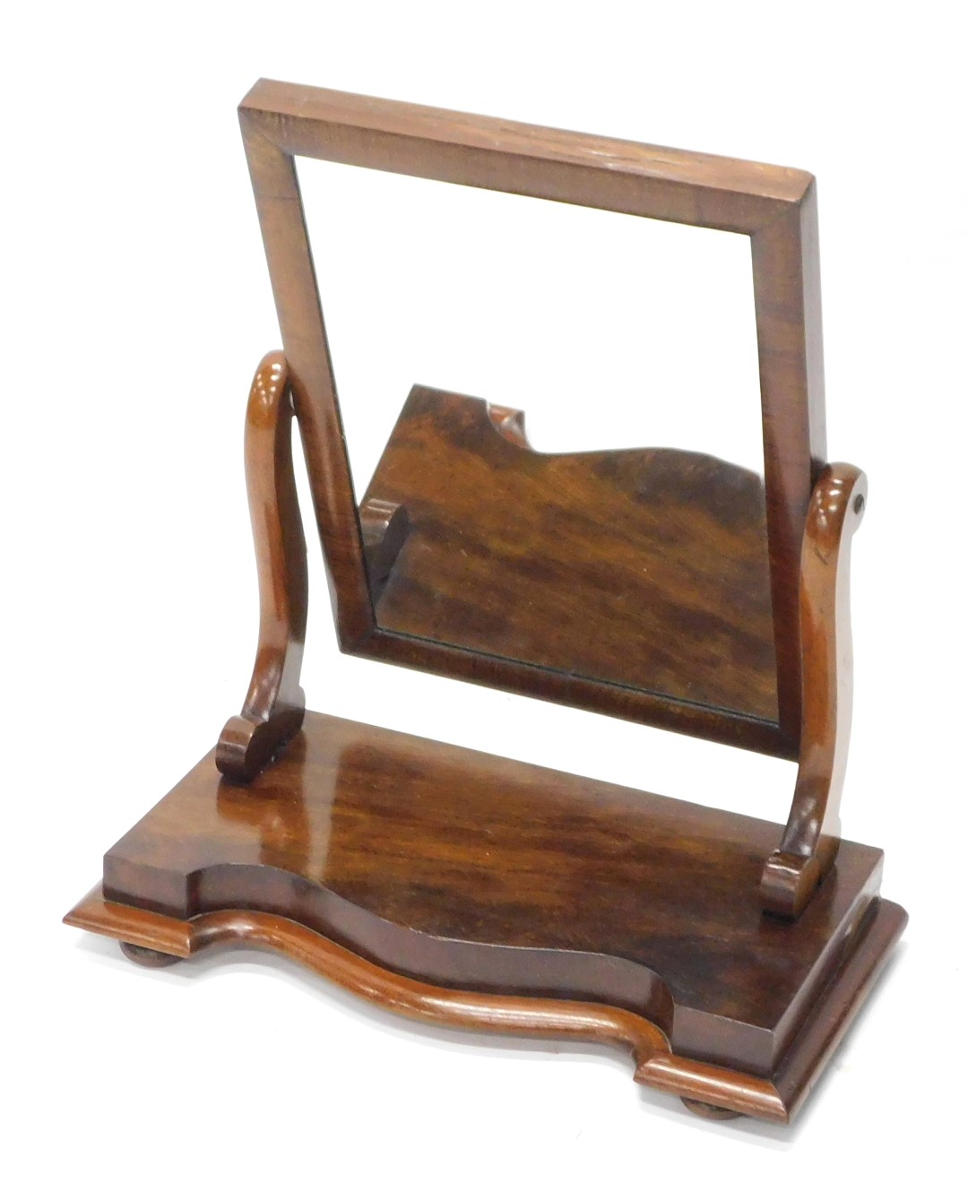 A Victorian mahogany dressing table mirror, on shaped base, 47cm wide.