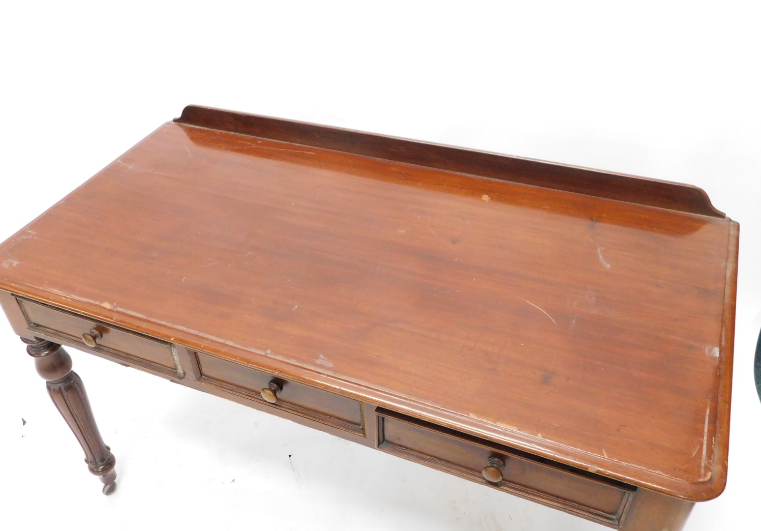 A Victorian mahogany side table, the rectangular top with a moulded edge, above three frieze drawers - Image 2 of 3