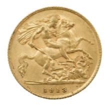 A George V half gold sovereign, dated 1913.