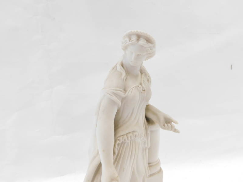 A 19thC Parian figure of a Neoclassical lady, on oval base, unmarked, 34cm high. - Image 2 of 2