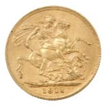 A George V full gold sovereign, dated 1911.