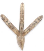 Tribal Art. Bwa/Bobo tribe, old 'Bwa Bird mask', found in Bwa village, Burkina Faso, 82cm high.