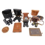 Miscellaneous items, to include a mahogany camera plate, opera glasses, binoculars, writing slate, e