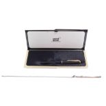 A Mont Blanc fountain pen, with 14k gold nib, boxed, together with a silver Deco swizzle stick on ne