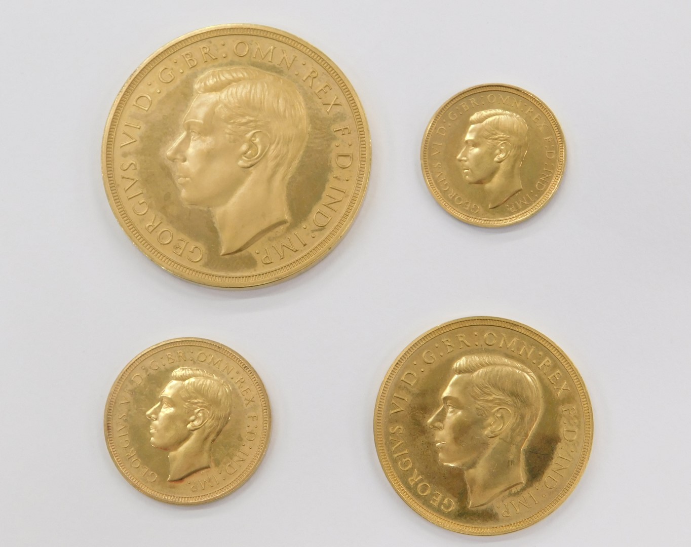 A Royal Mint George VI 1937 gold specimen coin set, comprising five pound, two pound, full and half - Image 2 of 3