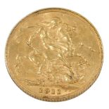 A George V full gold sovereign, dated 1911.