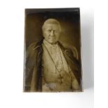 A Sherwin & Cotton ceramic tile, of Pope Pius X, dated 1904.