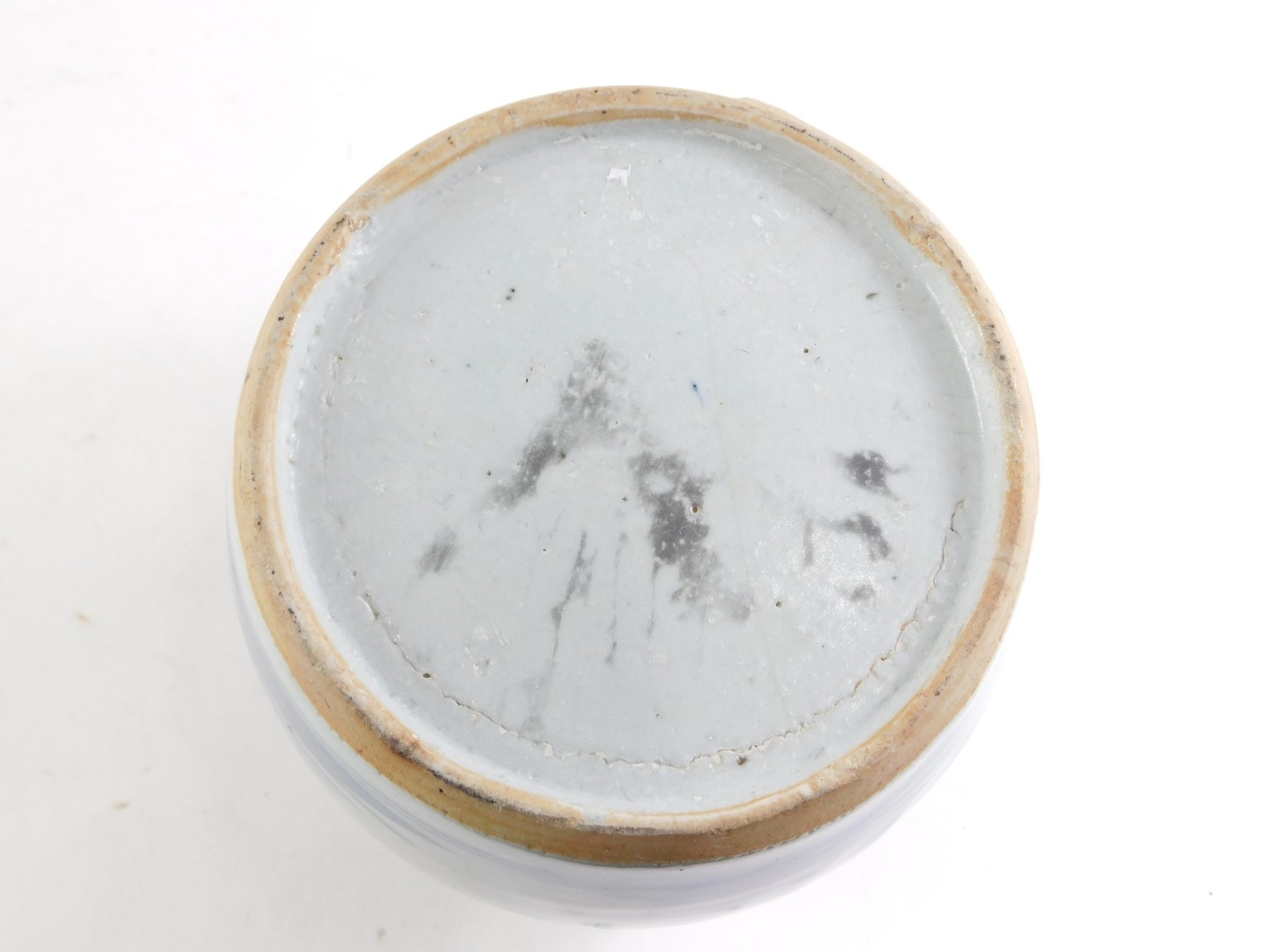 A 19thC Chinese provincial blue and white ginger jar, decorated with buildings within a landscape, l - Image 2 of 2