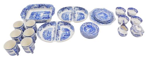 A quantity of Copeland Spode Italian pattern tea and dinner ware, to include two oval serving dishes
