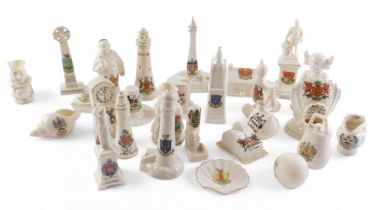 A quantity of crested china, to include a Lincoln Imp, a lighthouse, various monuments, Blackpool To