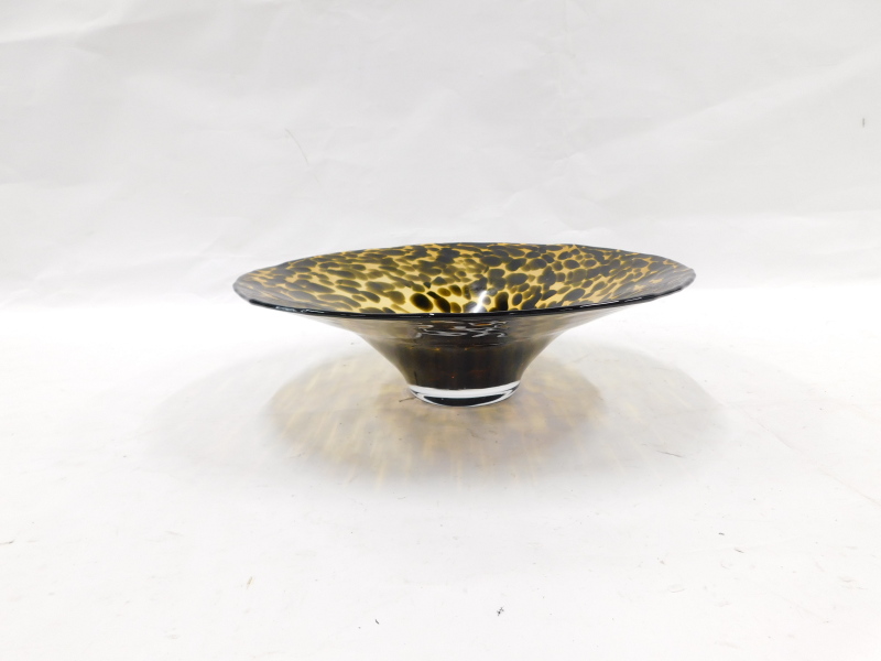 An Art Glass brown mottled flared bowl, 35cm diameter. - Image 2 of 3