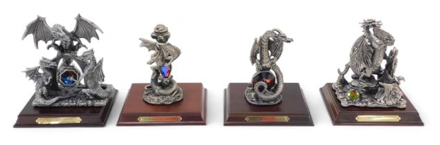 Four Tudor Mint Myth and Magic pewter figures, to include The Dragon of the Underworld, The Guardian