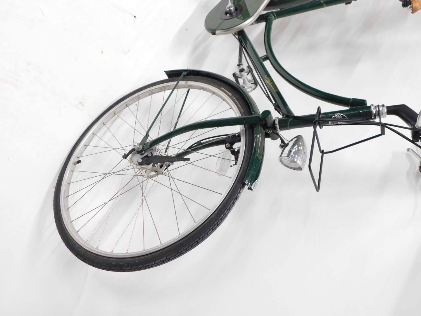 A Pashley British racing green ladies bicycle, with brook sadle and a chequered box to rear. - Image 3 of 5