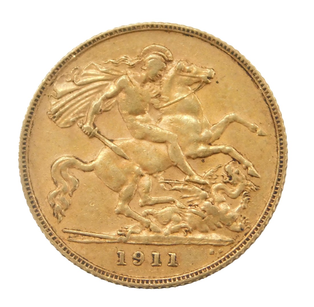 A George V half gold sovereign, dated 1911.